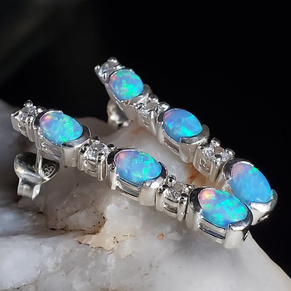GG Unique Jewelry Jewelry - Sterling Silver Earrings/Studs Natural Opal Stone